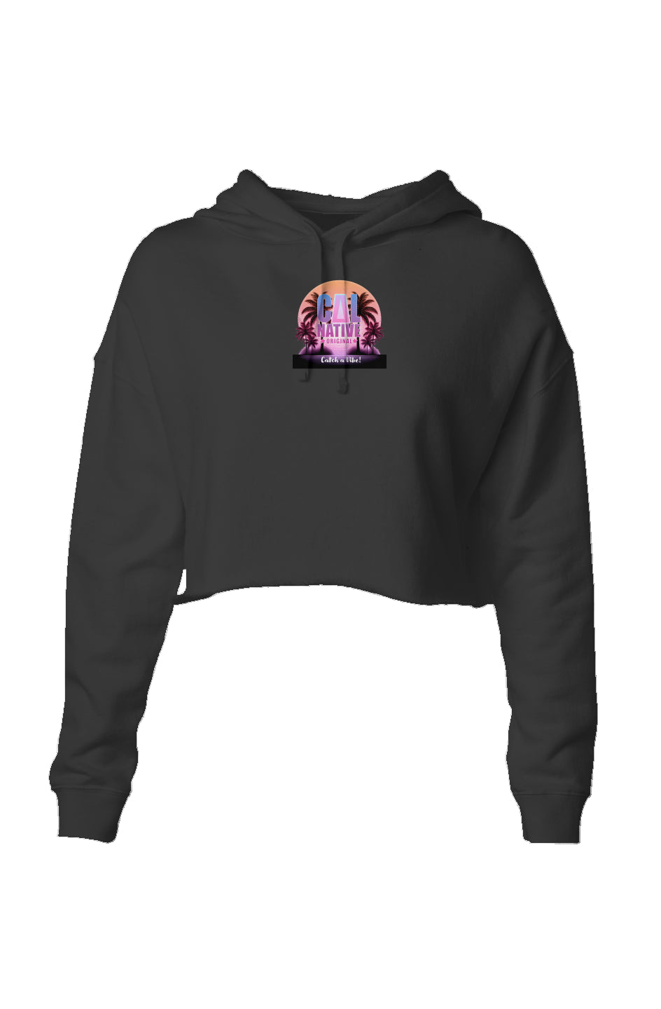 CNO Catch a Vibe! Sun Palms Pink Lightweight Crop Hoodie
