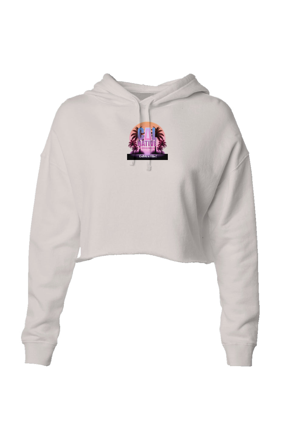 CNO Catch a Vibe! Sun Palms Pink Lightweight Crop Hoodie