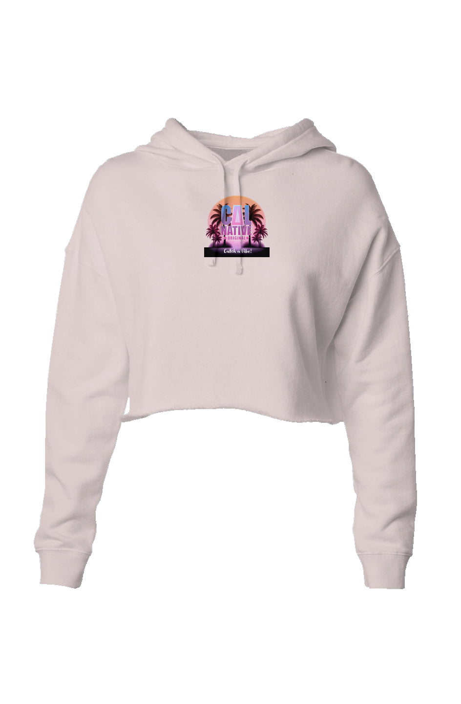CNO Catch a Vibe! Sun Palms Pink Lightweight Crop Hoodie