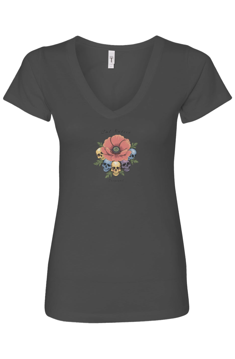 CNO Poppy Skulls Womens Ideal V-Neck
