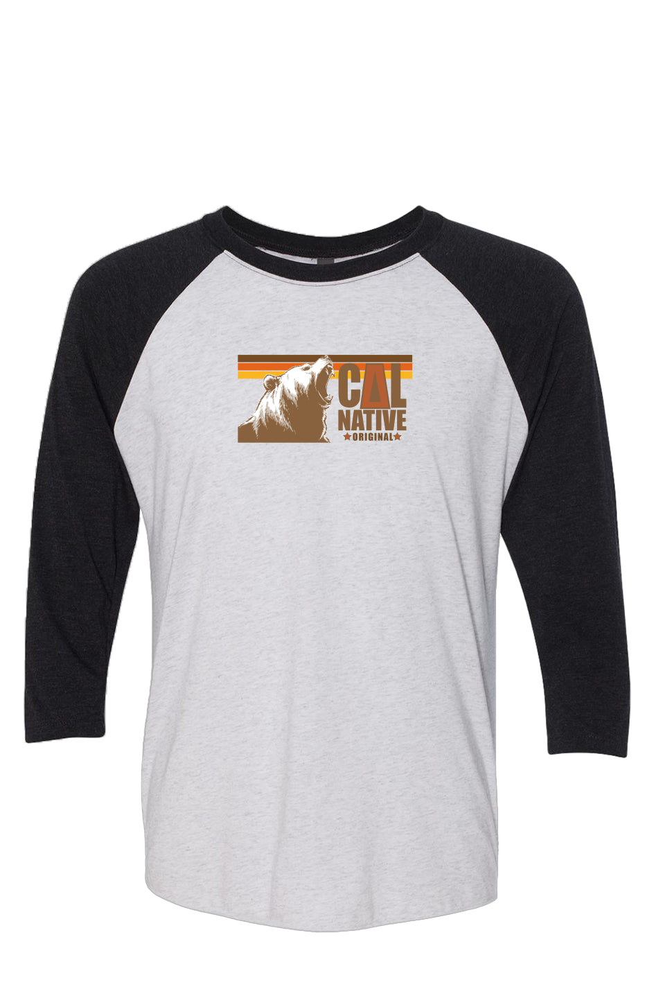 CNO Retro Bear Stripes Triblend Three-Quarter Raglan Tee